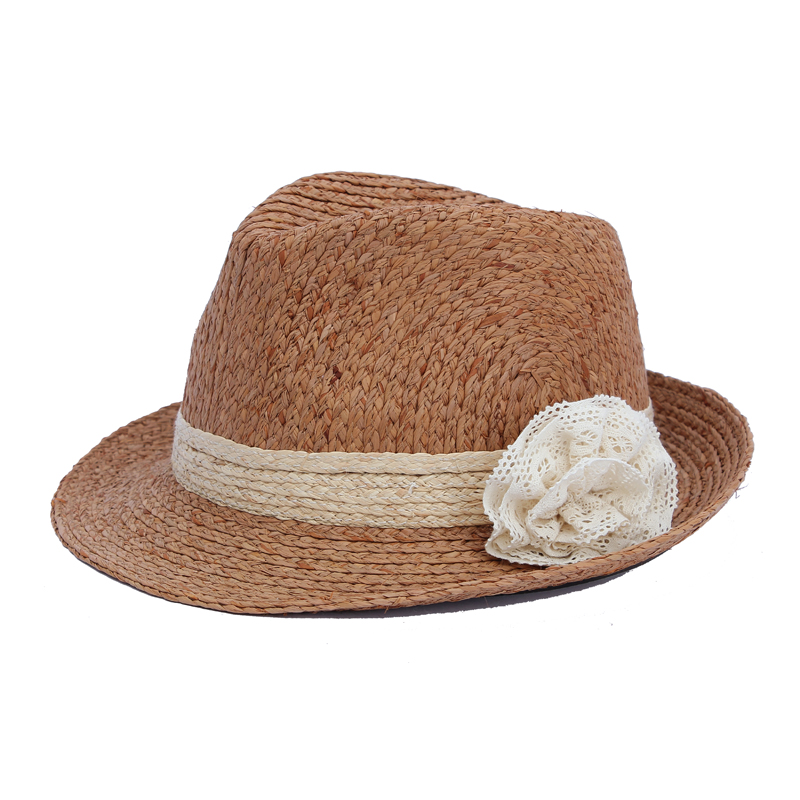 Wholesale women's fashion raffia beach fedora hat  卸売レディースファッションラフィアビーチフェドラハット
