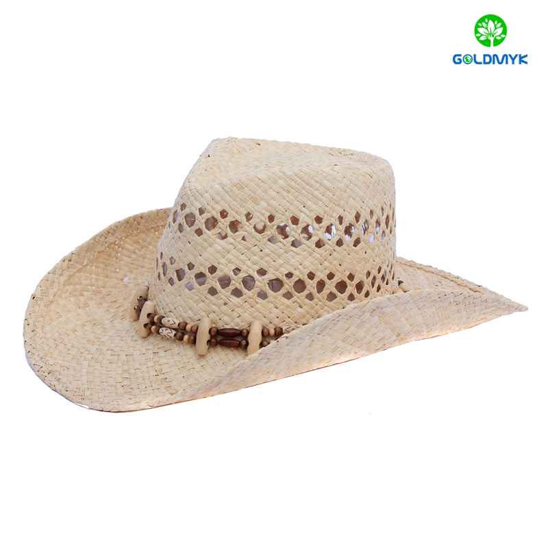 Supplier Adult natural raffia Straw Cowboy Hat  サプライヤー 大人の天然ラフィア ストロー カウボーイ ハット