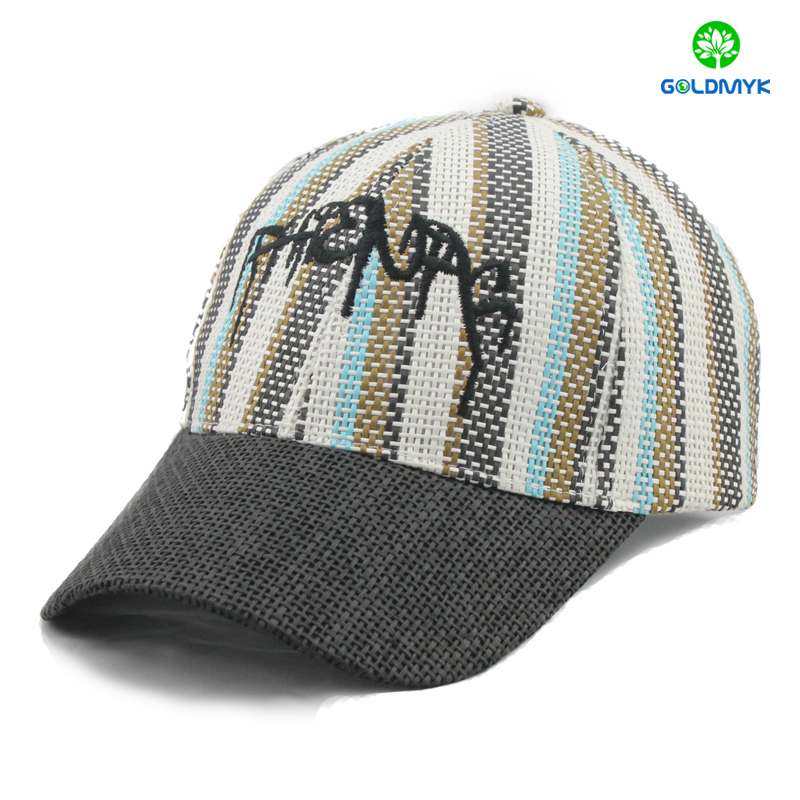 Paper Straw baseball cap with logo emrboidery  ロゴ刺繍入りペーパーストローベースボールキャップ