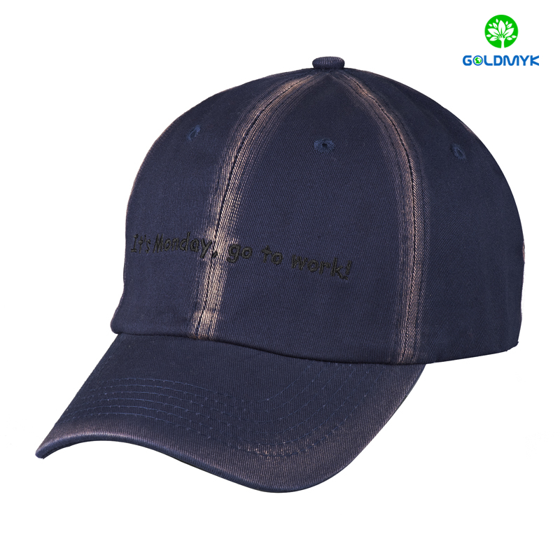 Custom flat logo embroidery washed cotton twill baseball Cap カスタムフラットロゴ刺繍ウォッシュドコットンツイルベースボールキャップ