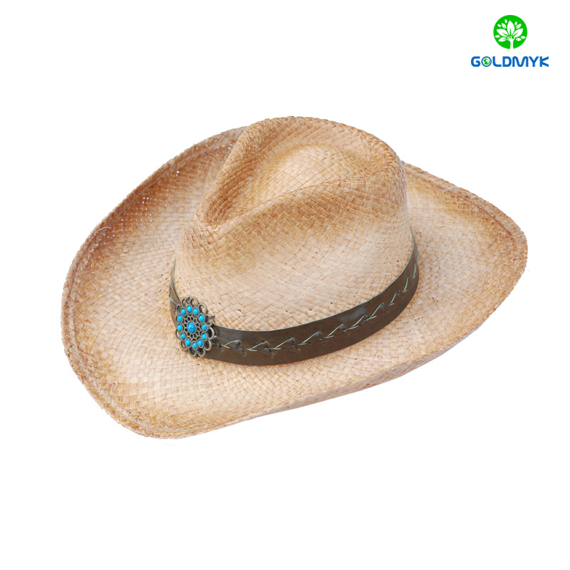 Manufacture High Quality Raffia Straw Cowboy Hat For Men  男性用の高品質ラフィアわらカウボーイハットを製造します。
