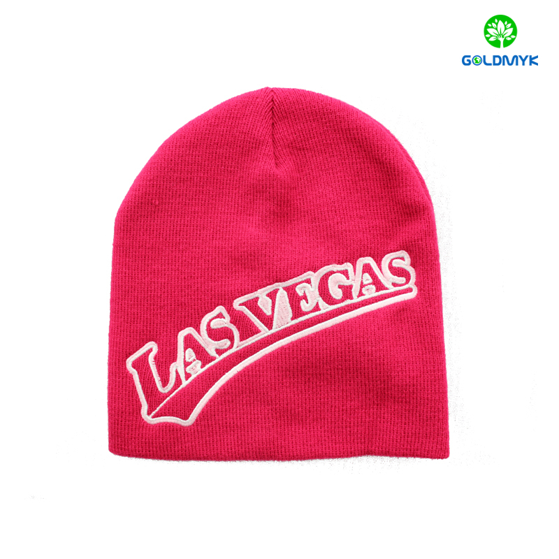 Custom Wholesale Beanie hat with flat embroidery logo フラット刺繍ロゴ付きカスタム卸売ビーニー帽子