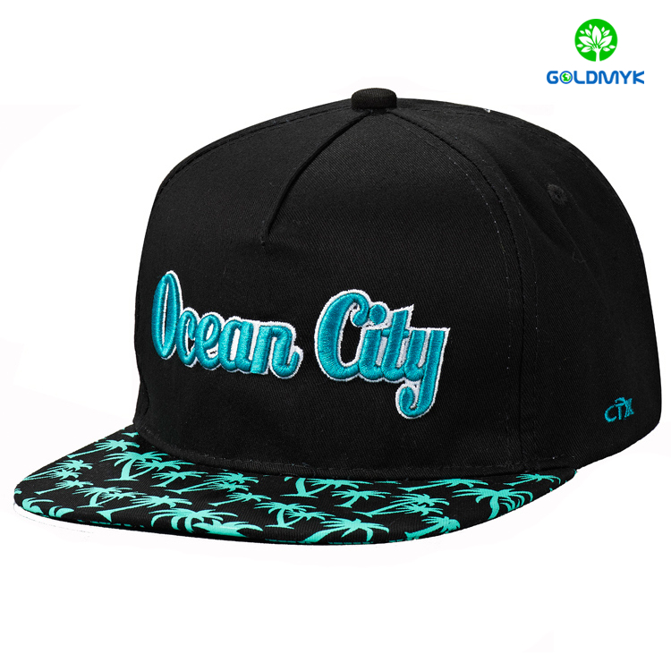 Wholesale printing brim 3D embroidery 6 panels Flat Bill Cap 卸売印刷つば3D刺繍6パネルフラットビルキャップ