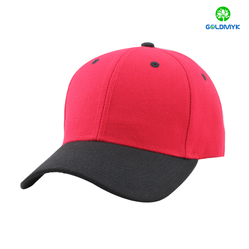 Blank red and black combination acrylic six panel baseball cap 空白の赤と黒の組み合わせアクリル 6 パネル ベースボール キャップ