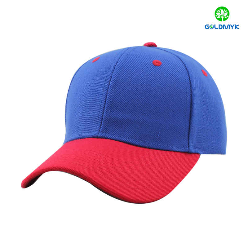 Bright blue and red acrylic six panel cap 明るい青と赤のアクリル 6 パネル キャップ