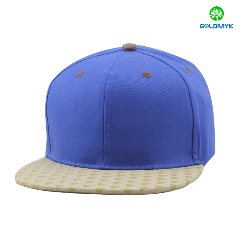 Cotton blank snapback cap with printing top brim プリントトップブリム付きコットンブランクスナップバックキャップ