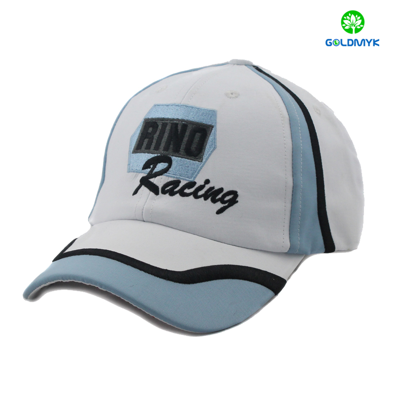 Polyester material joint piece baseball cap with flat embroidery ポリエステル素材のジョイントピースベースボールキャップ フラット刺繍入り