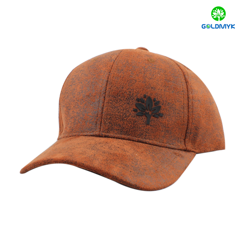Special leather material baseball cap with rubber printing ラバープリントを施した特殊レザー素材のベースボールキャップ