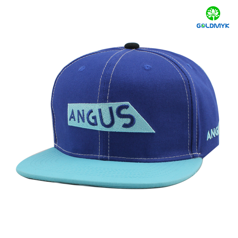 Cotton snapback cap with flat embroidery logo フラット刺繍ロゴ入りコットンスナップバックキャップ