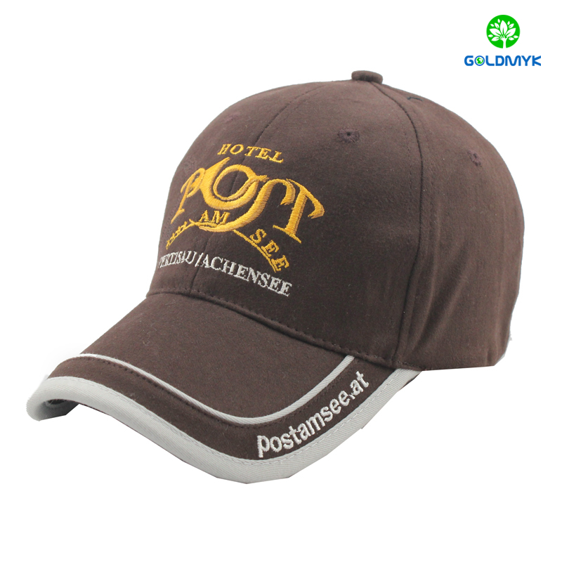 Six panel brown cotton baseball cap with joint piece visor ジョイントピースバイザー付き6パネルブラウンコットンベースボールキャップ