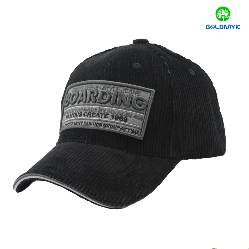 Corduroy baseball cap with embroidery patch logo ロゴ刺繍ワッペン付きコーデュロイベースボールキャップ