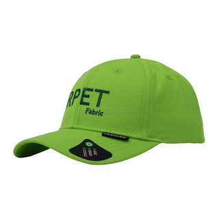 ホットセール100％リサイクルポリエステルファブリック野球RPETキャップと刺繍と織りラベル付きの帽子