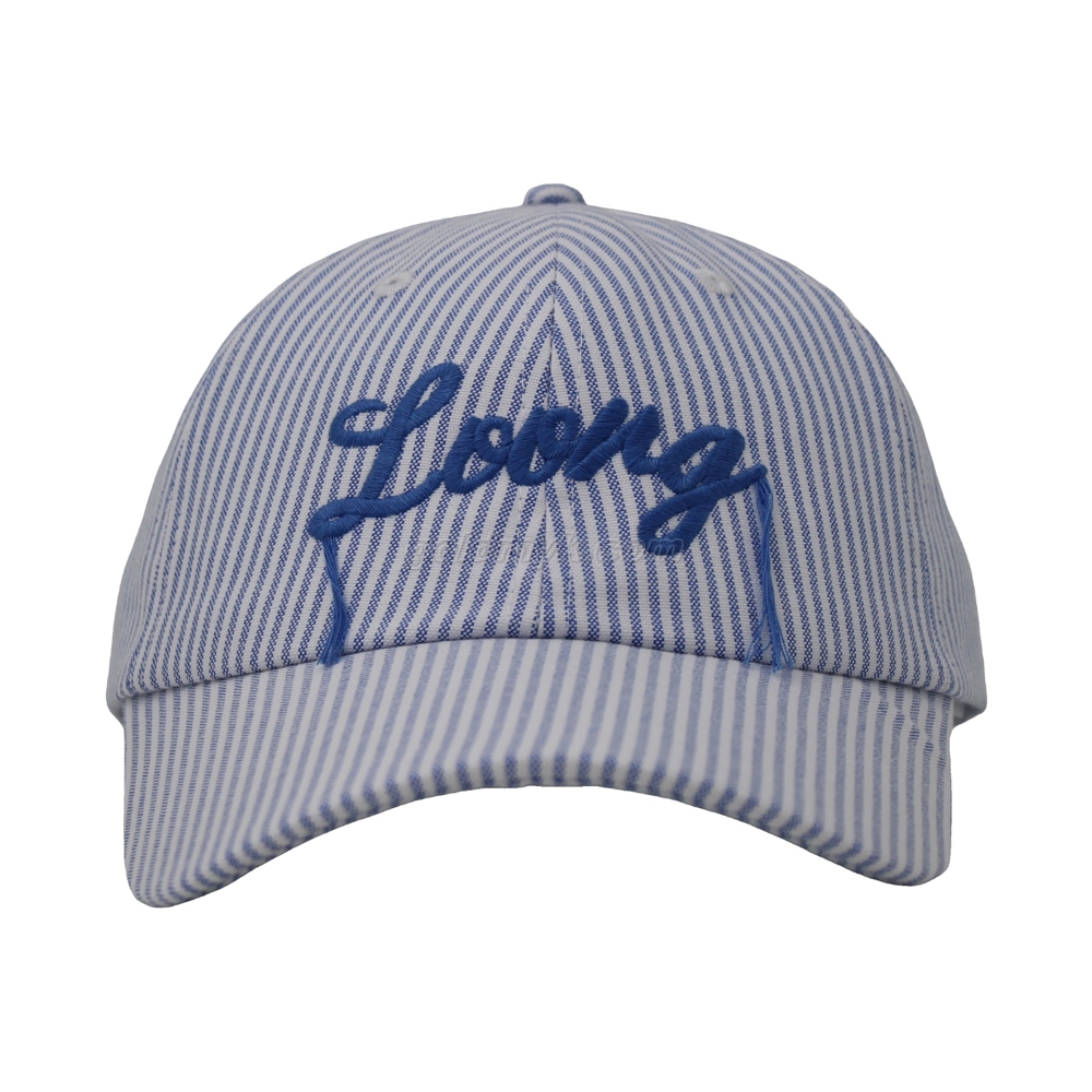 カスタムタッセル刺繍入りの新しいデザインストライプファブリック野球帽と帽子