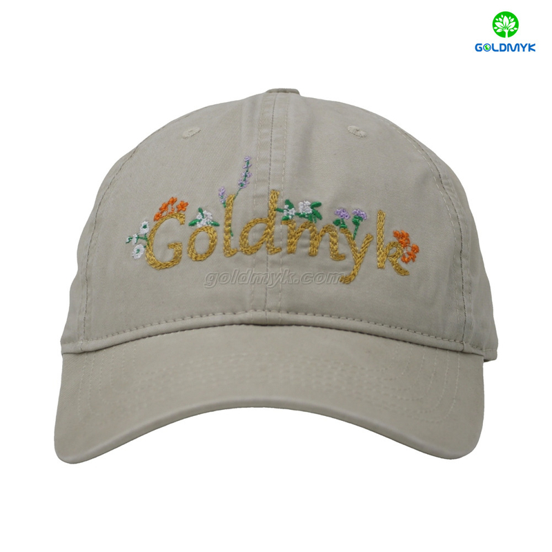 カスタムロゴ100％コットンツイルファブリックストリートスタイル女性と男性のための野球帽子帽子適切な6パネルベージュウォッシュ