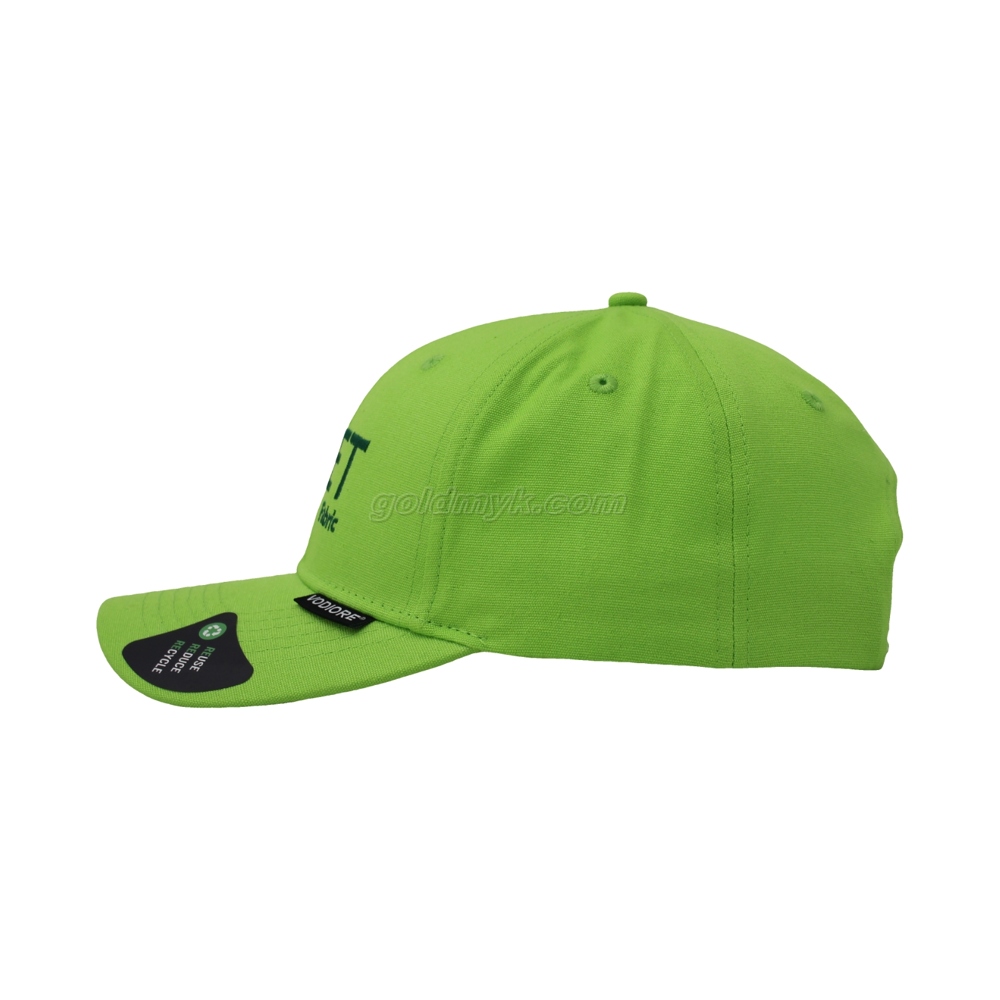 ホットセール100％リサイクルポリエステルファブリック野球RPETキャップと刺繍と織りラベル付きの帽子