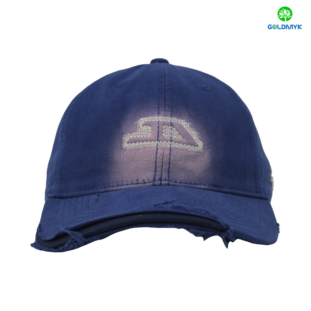 カスタムロゴは刺繍カスタムキャップコットンツイルファブリック野球帽を普通の灰色の野球キャップ