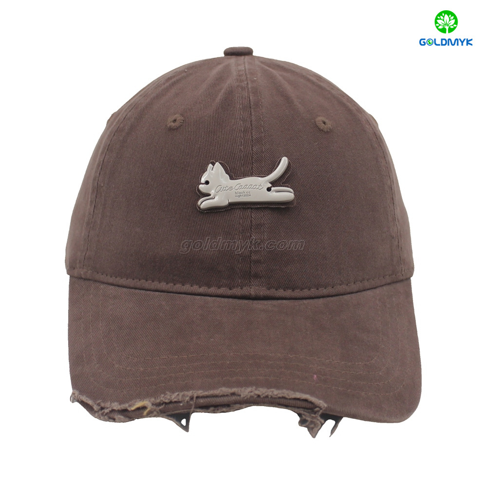 6パネルブラウンカスタム100％コットンツイルファブリックカスタムロゴ酸洗浄野球キャップハット女性と男性のカスタム刺繍ができます