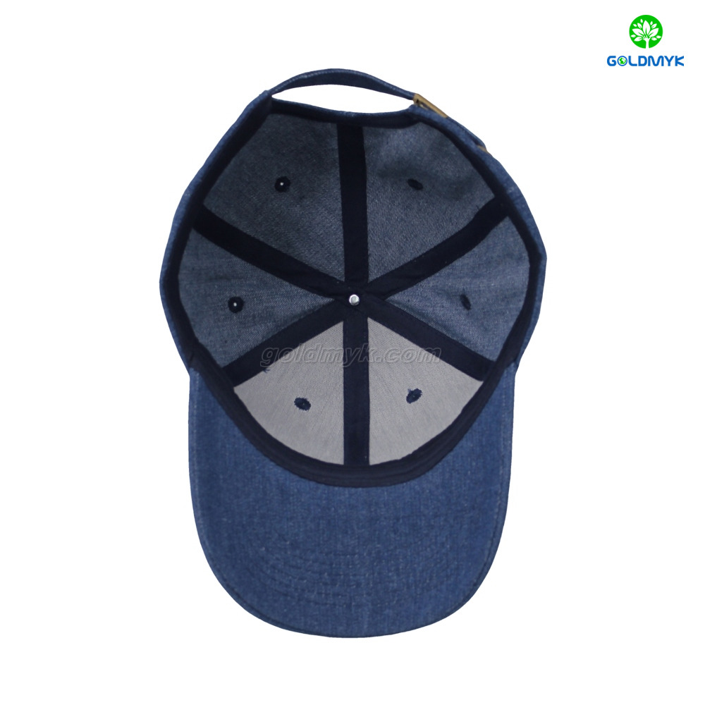 カスタム100％コットンツイルデニムネイビーブルー6パネル野球帽子帽子TPUロゴ女性男性刺繍ビジネスのためのスポーティデザイン