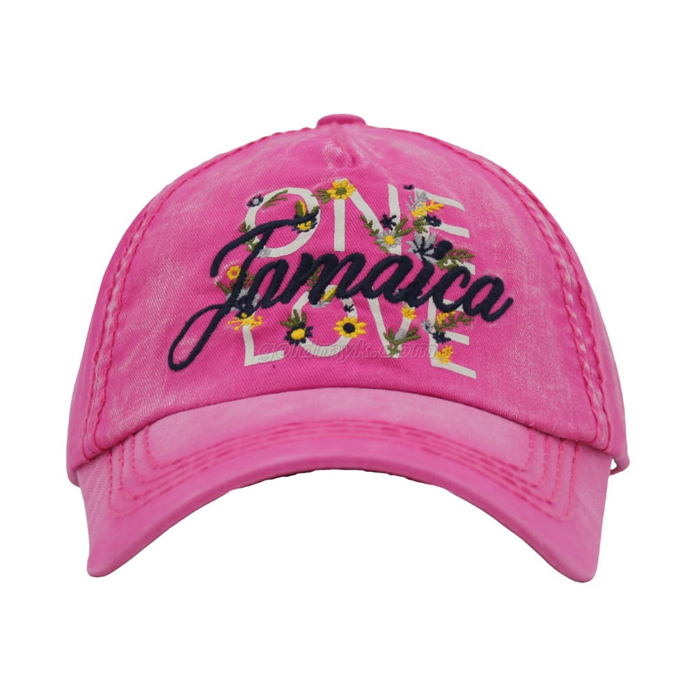 重いステッチ洗浄コットン5パネルカスタムロゴデザイン付きの構造化されていないソフトキャップと帽子