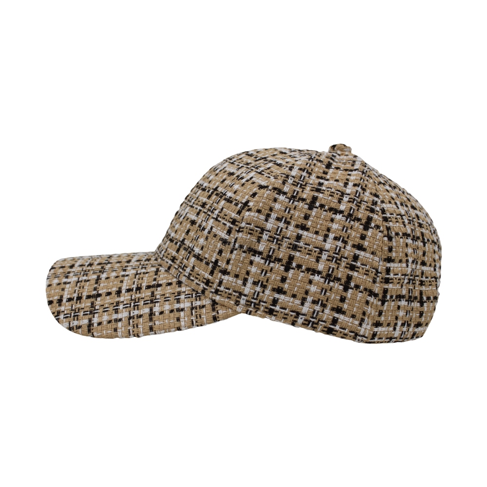 ホットセールチェックファブリック6パネル構造化された野球帽とカスタムロゴデザインの帽子