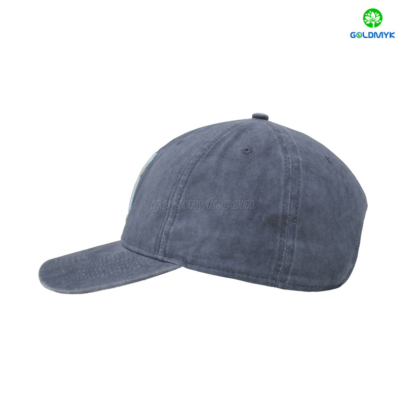 カスタムロゴ100％コットンツィルファブリック苦しみ洗浄6パネルネイビーブルー野球帽子帽子スポーティー女性男性刺繍オプション