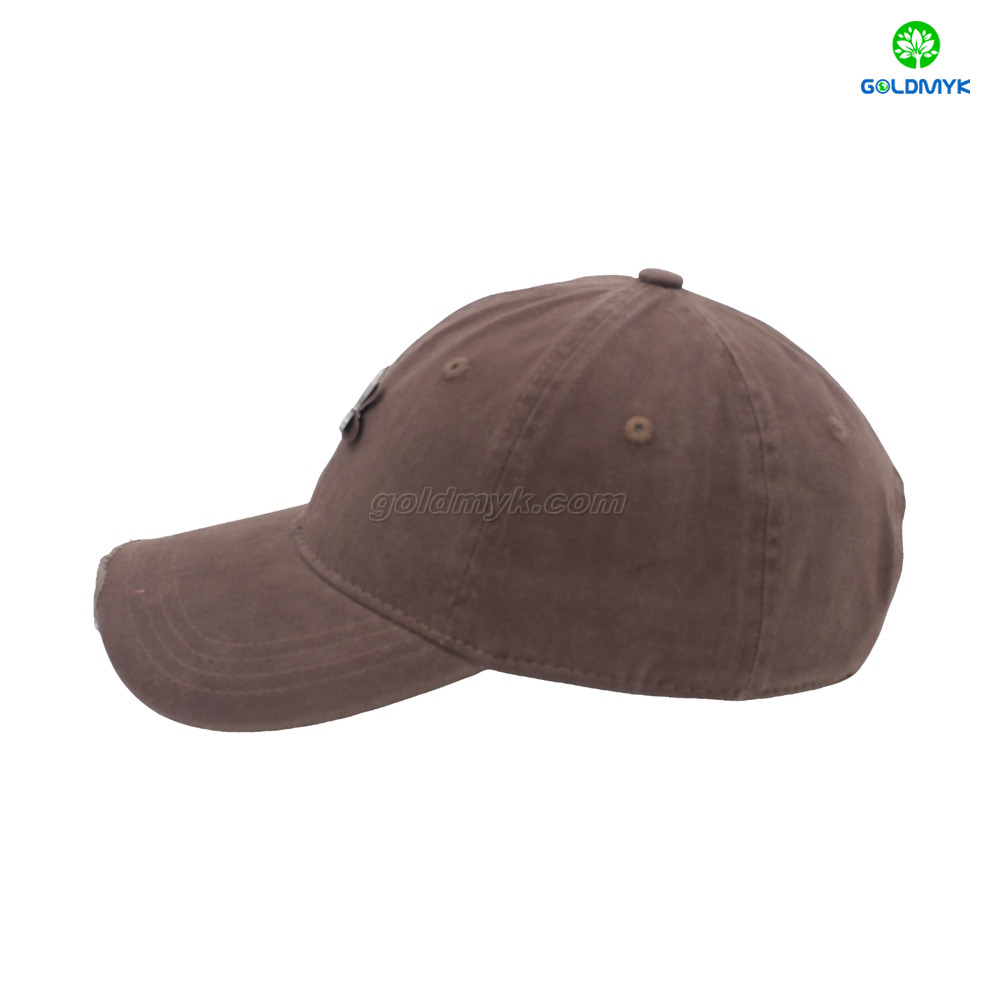 6パネルブラウンカスタム100％コットンツイルファブリックカスタムロゴ酸洗浄野球キャップハット女性と男性のカスタム刺繍ができます