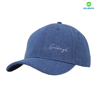 カスタム100％コットンツイルデニムネイビーブルー6パネル野球帽子帽子TPUロゴ女性男性刺繍ビジネスのためのスポーティデザイン