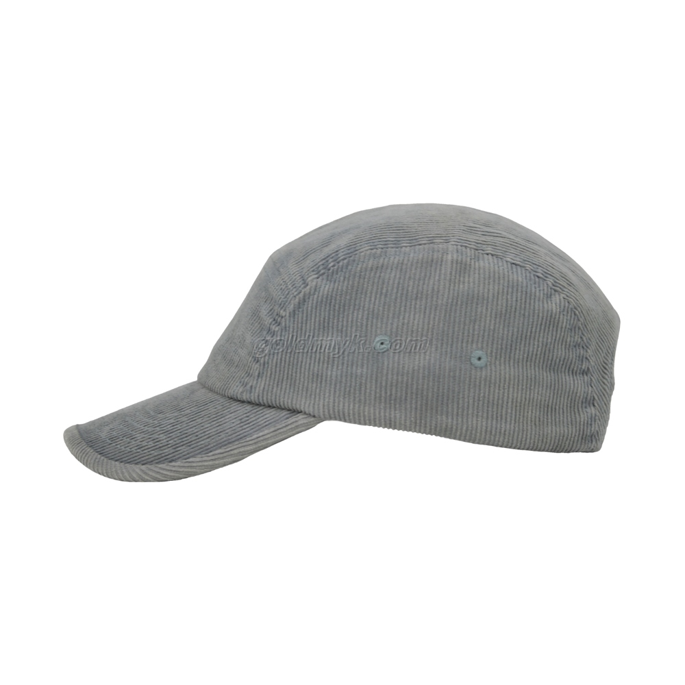 プロモーションカスタムコーデュロイファブリックファイブパネルスポーツキャップとセミカーブドピークの帽子