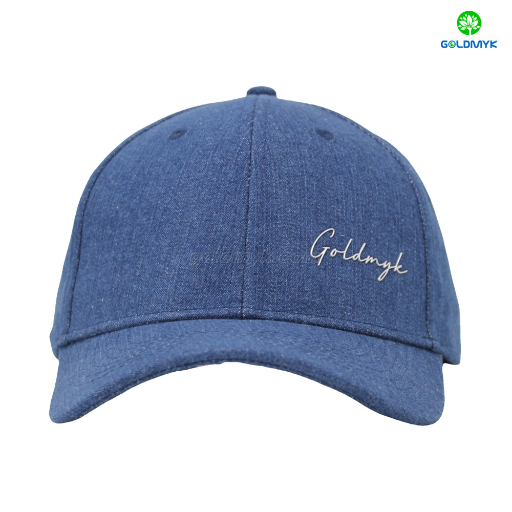 カスタム100％コットンツイルデニムネイビーブルー6パネル野球帽子帽子TPUロゴ女性男性刺繍ビジネスのためのスポーティデザイン