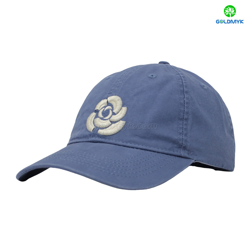 カスタムロゴ100％コットンツイルファブリックスポーティースタイル野球キャップハットビジネス適切な6パネルライトブルー男性と女性用