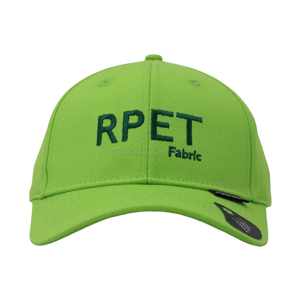ホットセール100％リサイクルポリエステルファブリック野球RPETキャップと刺繍と織りラベル付きの帽子